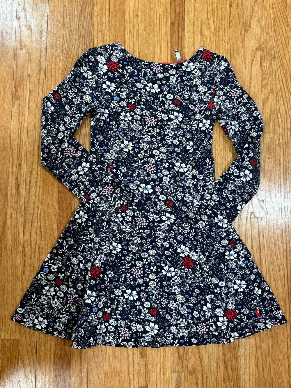 Joules Long-Sleeve Floral Knit Skater Dress Boutique Clothing Girls 9/10 EUC